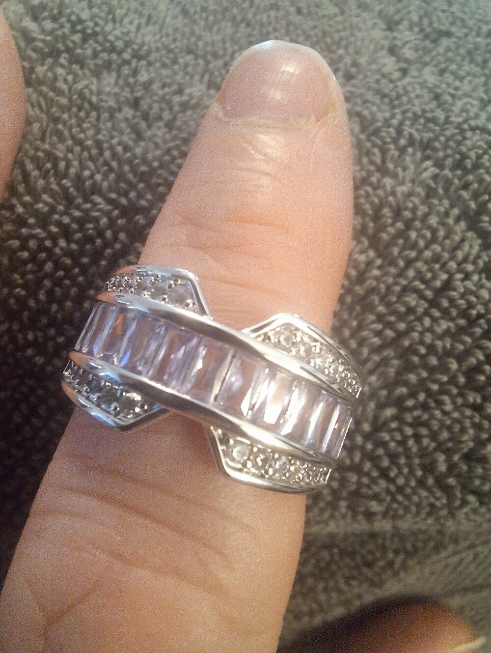 BP Lavender Topaz Cubic Zirconia Ring With Rhodium Plating Size 8